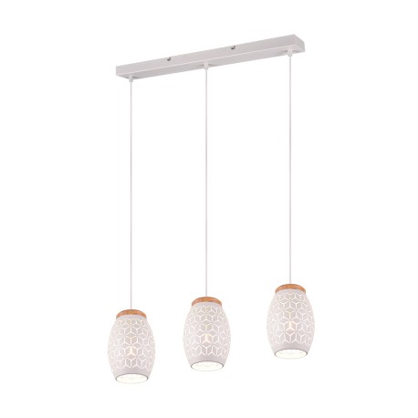 Lámpara Colgante Trio Bidar Blanco y Madera 3 luces