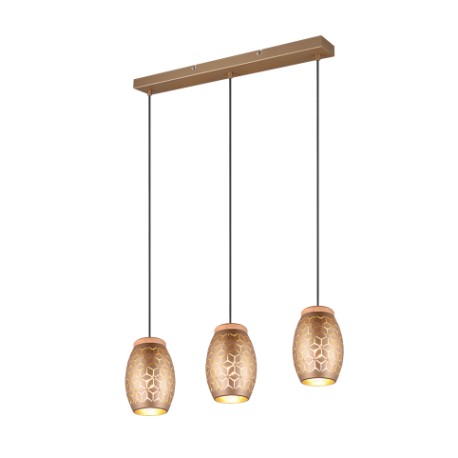 Lámpara Colgante Trio Bidar Oro y Madera 3 luces