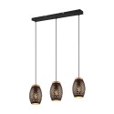 Lámpara Colgante Trio Bidar Negro y Madera 3 luces