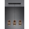 Lámpara Colgante Trio Bidar Negro y Madera 3 luces