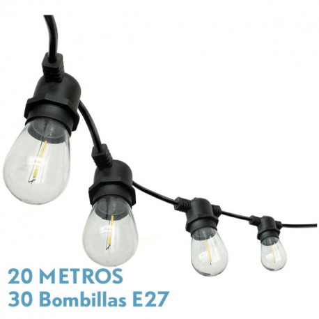 Guirnalda Luces Exterior Verbena 20m 30xe27led 30w 4000k Bombillas