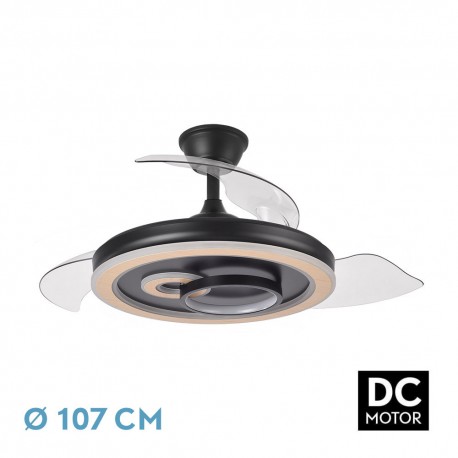 Ventilador de Techo Fabrilamp Sultán Negro/Madera Retráctil Ø107cm