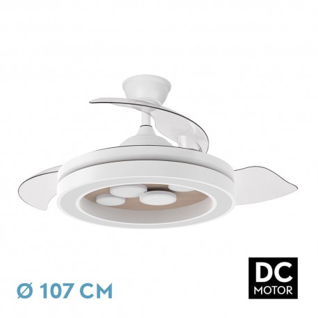 Ventilador de Techo Fabrilamp Cupido Blanco/Haya Retráctil Ø107cm