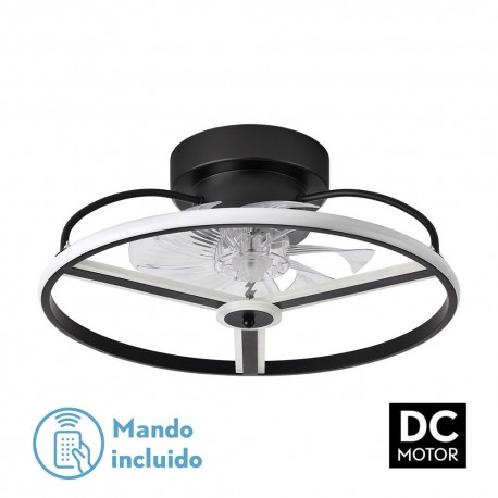 Plafón de Techo Ventilador Fabrilamp Bora Negro Regulable con mando