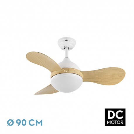 Ventilador de Techo Fabrilamp Sólido Blanco/Haya Ø90cm 24W CCT