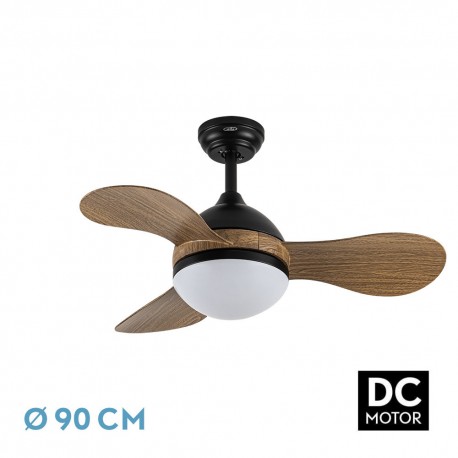 Ventilador de Techo Fabrilamp Sólido Negro/Madera Ø90cm 24W CCT