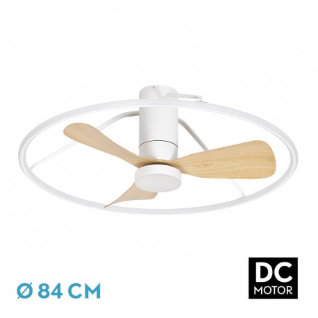 Ventilador de Techo Fabrilamp Oporto Blanco/Haya Ø84cm 56W CCT