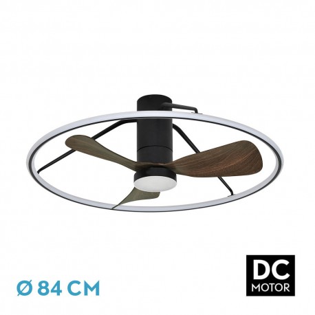 Ventilador de Techo Fabrilamp Oporto Negro/Marrón Ø84cm 56W CCT