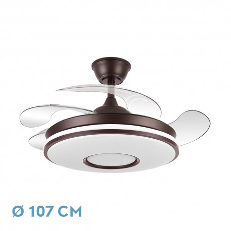 Ventilateur de plafond Fabrilamp Dani Brown Rétractable Ø107cm