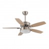 Ventilateur de Plafond Fabrilamp Braw Nickel Pales Argent/Hêtre Ø106.7cm