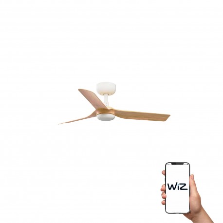 Ventilador de Techo Faro Mini Punt Wiz Smart Ø90cm Blanco/Madera Sin Luz